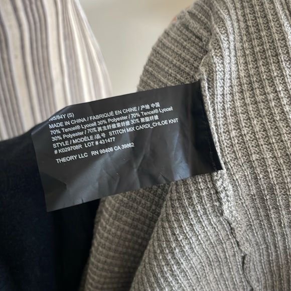 Theory Gray Waffle Knit Open Front Cardigan Sweater - Picture 7 of 7